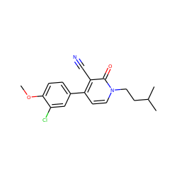 COc1ccc(-c2ccn(CCC(C)C)c(=O)c2C#N)cc1Cl ZINC000084758230