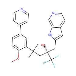 COc1ccc(-c2ccncc2)cc1C(C)(C)C[C@@](O)(Cc1cc2ccncc2[nH]1)C(F)(F)F ZINC000064510699