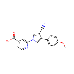 COc1ccc(-c2cn(-c3cc(C(=O)O)ccn3)cc2C#N)cc1 ZINC000200841723