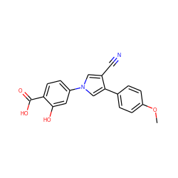 COc1ccc(-c2cn(-c3ccc(C(=O)O)c(O)c3)cc2C#N)cc1 ZINC000200826431