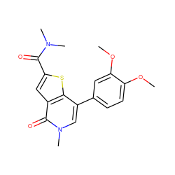 COc1ccc(-c2cn(C)c(=O)c3cc(C(=O)N(C)C)sc23)cc1OC ZINC000653693874