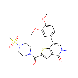 COc1ccc(-c2cn(C)c(=O)c3cc(C(=O)N4CCN(S(C)(=O)=O)CC4)sc23)cc1OC ZINC000231374705