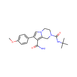 COc1ccc(-c2cn3c(c2C(N)=O)CN(C(=O)NC(C)(C)C)CC3)cc1 ZINC000112974000