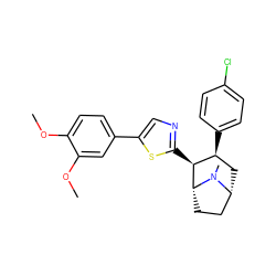 COc1ccc(-c2cnc([C@H]3[C@@H](c4ccc(Cl)cc4)C[C@@H]4CC[C@H]3N4C)s2)cc1OC ZINC000014978607