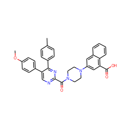 COc1ccc(-c2cnc(C(=O)N3CCN(c4cc(C(=O)O)c5ccccc5c4)CC3)nc2-c2ccc(C)cc2)cc1 ZINC000071319015