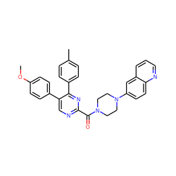 COc1ccc(-c2cnc(C(=O)N3CCN(c4ccc5ncccc5c4)CC3)nc2-c2ccc(C)cc2)cc1 ZINC000071317935