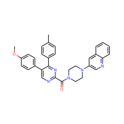 COc1ccc(-c2cnc(C(=O)N3CCN(c4cnc5ccccc5c4)CC3)nc2-c2ccc(C)cc2)cc1 ZINC000071296581