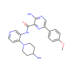 COc1ccc(-c2cnc(N)c(C(=O)Nc3cnccc3N3CCC(N)CC3)n2)cc1 ZINC000203758062