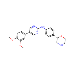 COc1ccc(-c2cnc(Nc3ccc([C@H]4CNCCO4)cc3)nc2)cc1OC ZINC000149982285