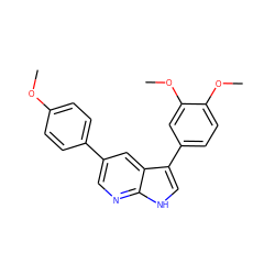 COc1ccc(-c2cnc3[nH]cc(-c4ccc(OC)c(OC)c4)c3c2)cc1 ZINC000299824278