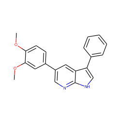 COc1ccc(-c2cnc3[nH]cc(-c4ccccc4)c3c2)cc1OC ZINC000103225127