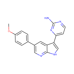 COc1ccc(-c2cnc3[nH]cc(-c4ccnc(N)n4)c3c2)cc1 ZINC001772633333