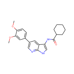 COc1ccc(-c2cnc3[nH]cc(NC(=O)C4CCCCC4)c3c2)cc1OC ZINC000299822437