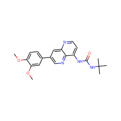 COc1ccc(-c2cnc3c(NC(=O)NC(C)(C)C)ccnc3c2)cc1OC ZINC000117571370