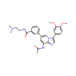 COc1ccc(-c2cnc3c(NC(C)=O)cc(-c4cccc(C(=O)NCCN(C)C)c4)cn23)cc1OC ZINC000061927251