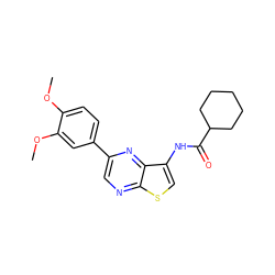 COc1ccc(-c2cnc3scc(NC(=O)C4CCCCC4)c3n2)cc1OC ZINC000299820485