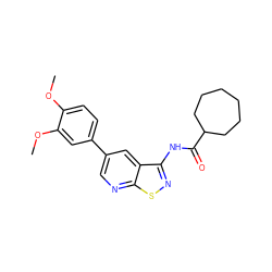 COc1ccc(-c2cnc3snc(NC(=O)C4CCCCCC4)c3c2)cc1OC ZINC000299821364