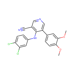 COc1ccc(-c2cncc(C#N)c2Nc2ccc(Cl)c(Cl)c2)cc1OC ZINC000045506111