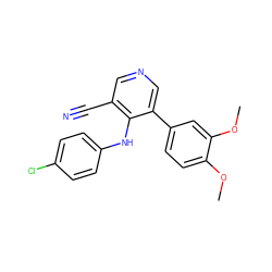 COc1ccc(-c2cncc(C#N)c2Nc2ccc(Cl)cc2)cc1OC ZINC000040429454