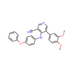 COc1ccc(-c2cncc(C#N)c2Nc2ccc(Oc3ccccc3)cc2)cc1OC ZINC000040955116