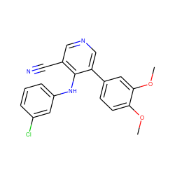 COc1ccc(-c2cncc(C#N)c2Nc2cccc(Cl)c2)cc1OC ZINC000040954636