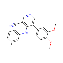 COc1ccc(-c2cncc(C#N)c2Nc2cccc(F)c2)cc1OC ZINC000040954638