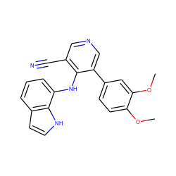 COc1ccc(-c2cncc(C#N)c2Nc2cccc3cc[nH]c23)cc1OC ZINC000040394994