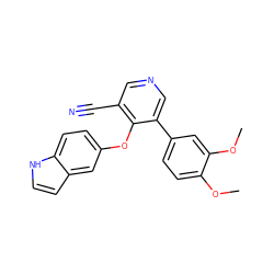 COc1ccc(-c2cncc(C#N)c2Oc2ccc3[nH]ccc3c2)cc1OC ZINC000040955170