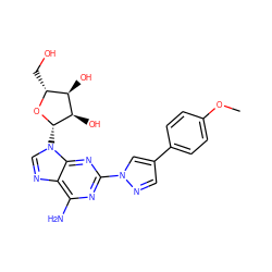 COc1ccc(-c2cnn(-c3nc(N)c4ncn([C@@H]5O[C@H](CO)[C@@H](O)[C@H]5O)c4n3)c2)cc1 ZINC000013818930