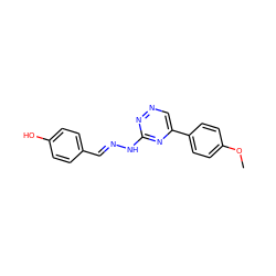 COc1ccc(-c2cnnc(N/N=C/c3ccc(O)cc3)n2)cc1 ZINC000004351323