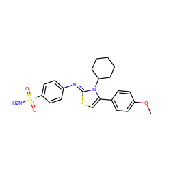 COc1ccc(-c2cs/c(=N\c3ccc(S(N)(=O)=O)cc3)n2C2CCCCC2)cc1 ZINC000473107263