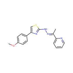 COc1ccc(-c2csc(N/N=C(\C)c3ccccn3)n2)cc1 ZINC000043761261