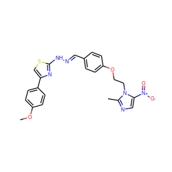 COc1ccc(-c2csc(N/N=C/c3ccc(OCCn4c([N+](=O)[O-])cnc4C)cc3)n2)cc1 ZINC000299839543