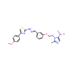 COc1ccc(-c2csc(N/N=C/c3cccc(OCCn4c([N+](=O)[O-])cnc4C)c3)n2)cc1 ZINC000299837725