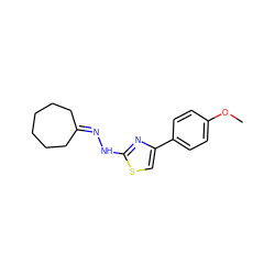 COc1ccc(-c2csc(NN=C3CCCCCC3)n2)cc1 ZINC000059043305