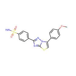 COc1ccc(-c2csc3nc(-c4ccc(S(N)(=O)=O)cc4)nn23)cc1 ZINC001772581390