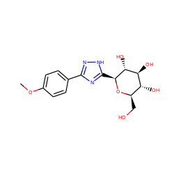 COc1ccc(-c2n[nH]c([C@@H]3O[C@H](CO)[C@@H](O)[C@H](O)[C@H]3O)n2)cc1 ZINC000169311035