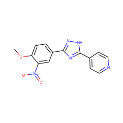 COc1ccc(-c2n[nH]c(-c3ccncc3)n2)cc1[N+](=O)[O-] ZINC000049019597