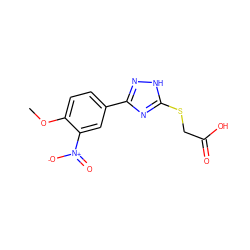 COc1ccc(-c2n[nH]c(SCC(=O)O)n2)cc1[N+](=O)[O-] ZINC000037368402