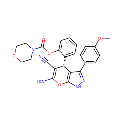 COc1ccc(-c2n[nH]c3c2[C@@H](c2ccccc2OC(=O)N2CCOCC2)C(C#N)=C(N)O3)cc1 ZINC000009489994