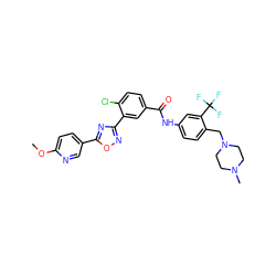 COc1ccc(-c2nc(-c3cc(C(=O)Nc4ccc(CN5CCN(C)CC5)c(C(F)(F)F)c4)ccc3Cl)no2)cn1 ZINC001772655951