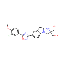 COc1ccc(-c2nc(-c3ccc4c(c3)CCN4CC(N)(CO)CO)no2)cc1Cl ZINC000114101266