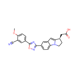 COc1ccc(-c2nc(-c3ccc4c(c3)cc3n4CC[C@@H]3CC(=O)O)no2)cc1C#N ZINC000084671363