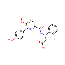 COc1ccc(-c2nc(C(=O)N[C@@H](CC(=O)O)c3ccccc3Cl)ccc2OC)cc1 ZINC000261150077