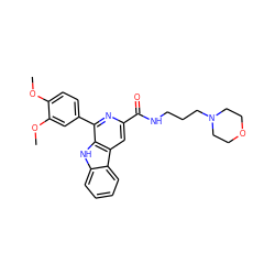 COc1ccc(-c2nc(C(=O)NCCCN3CCOCC3)cc3c2[nH]c2ccccc23)cc1OC ZINC000101810394