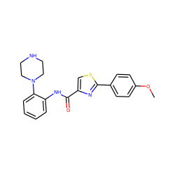 COc1ccc(-c2nc(C(=O)Nc3ccccc3N3CCNCC3)cs2)cc1 ZINC000084728914