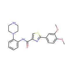 COc1ccc(-c2nc(C(=O)Nc3ccccc3N3CCNCC3)cs2)cc1OC ZINC000084713681