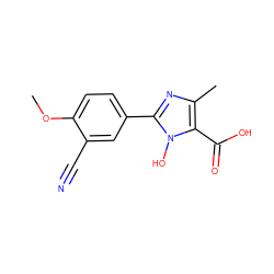 COc1ccc(-c2nc(C)c(C(=O)O)n2O)cc1C#N ZINC000205076195