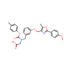 COc1ccc(-c2nc(COc3cccc(CN(CC(=O)O)C(=O)Oc4ccc(C)cc4)c3)c(C)o2)cc1 ZINC000049067579
