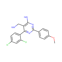 COc1ccc(-c2nc(N)c(CN)c(-c3ccc(Cl)cc3Cl)n2)cc1 ZINC000014948353